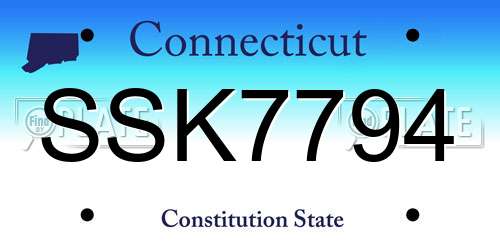 SSK7794 Connecticut License Plate