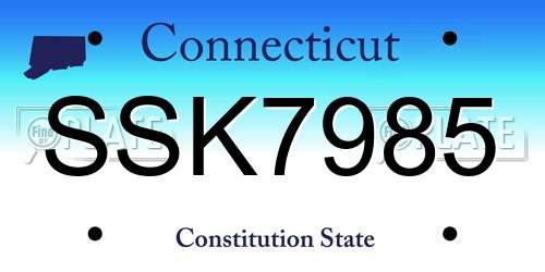 SSK7985 Connecticut License Plate