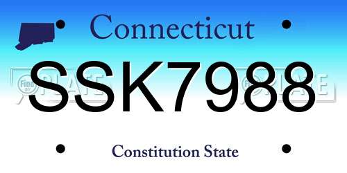 SSK7988 Connecticut License Plate