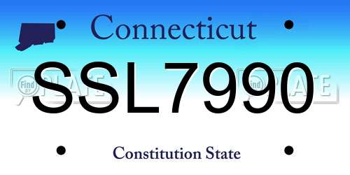 SSL7990 Connecticut License Plate