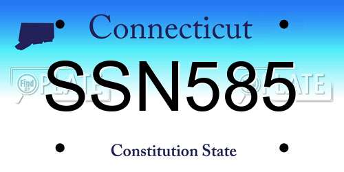 SSN585 Connecticut License Plate