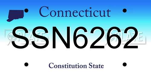 SSN6262 Connecticut License Plate