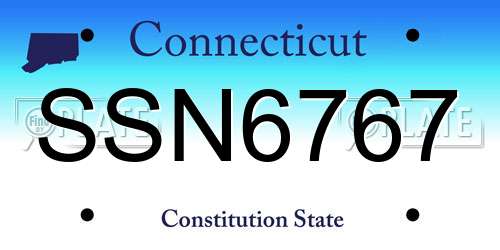 SSN6767 Connecticut License Plate