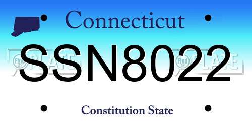 SSN8022 Connecticut License Plate
