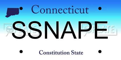 SSNAPE Connecticut License Plate