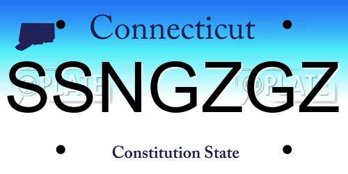 SSNGZGZ Connecticut License Plate