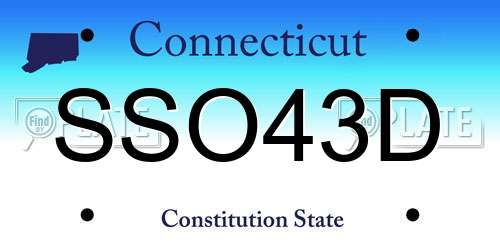 SSO43D Connecticut License Plate
