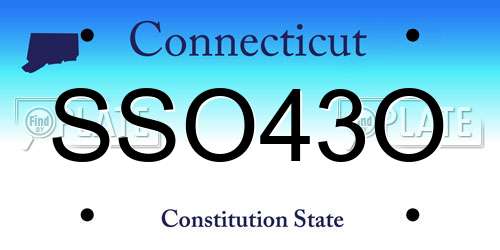 SSO43O Connecticut License Plate