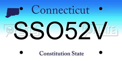 SSO52V Connecticut License Plate