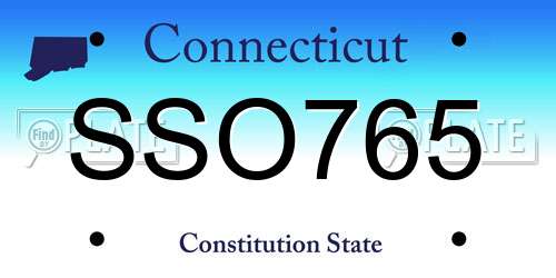 SSO765 Connecticut License Plate