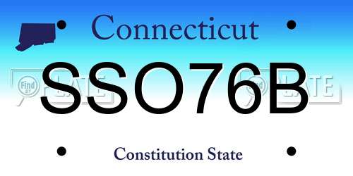 SSO76B Connecticut License Plate