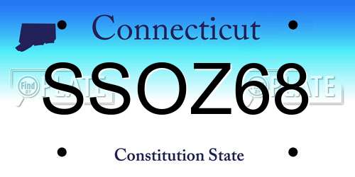 SSOZ68 Connecticut License Plate