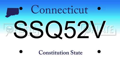 SSQ52V Connecticut License Plate
