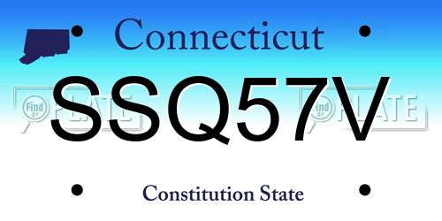 SSQ57V Connecticut License Plate