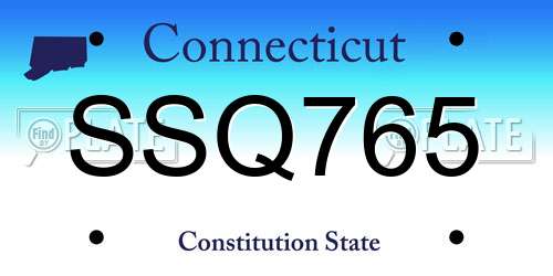 SSQ765 Connecticut License Plate