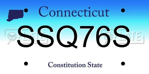 SSQ76S Connecticut License Plate