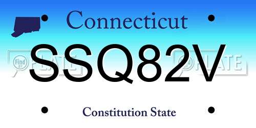 SSQ82V Connecticut License Plate