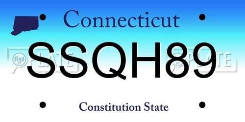 SSQH89 Connecticut License Plate