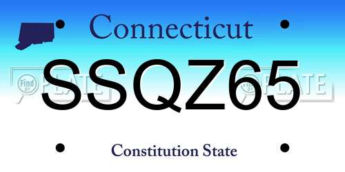 SSQZ65 Connecticut License Plate