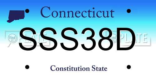 SSS38D Connecticut License Plate