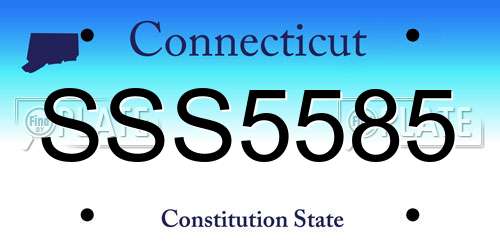 SSS5585 Connecticut License Plate