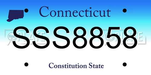SSS8858 Connecticut License Plate