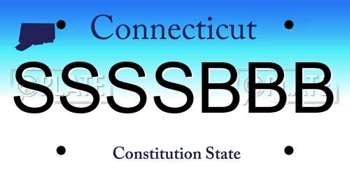 SSSSBBB Connecticut License Plate