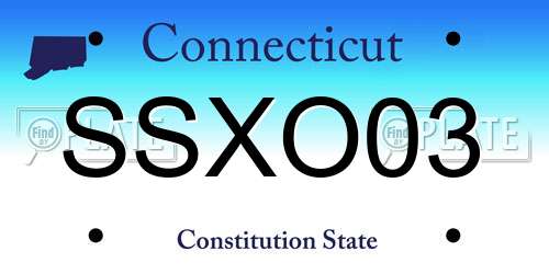 SSXO03 Connecticut License Plate