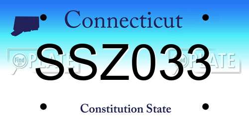 SSZ033 Connecticut License Plate