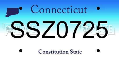 SSZ0725 Connecticut License Plate