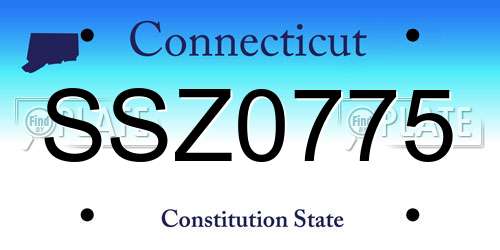SSZ0775 Connecticut License Plate