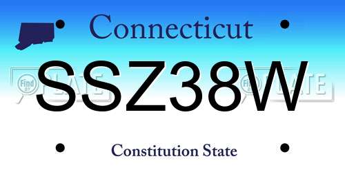 SSZ38W Connecticut License Plate