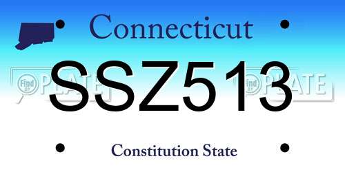 SSZ513 Connecticut License Plate