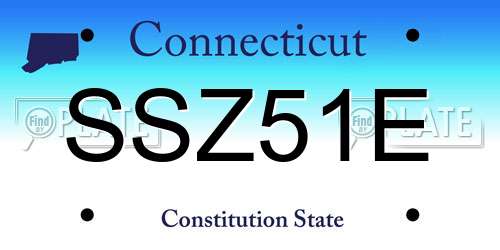 SSZ51E Connecticut License Plate