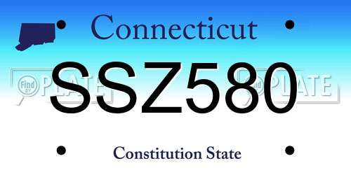 SSZ580 Connecticut License Plate