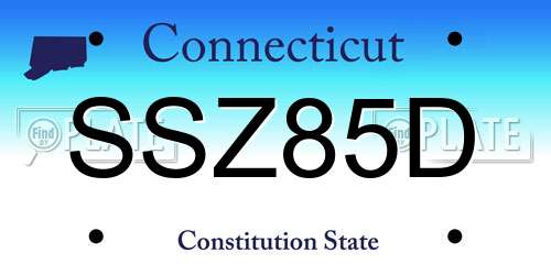 SSZ85D Connecticut License Plate