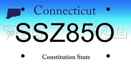 SSZ85O Connecticut License Plate