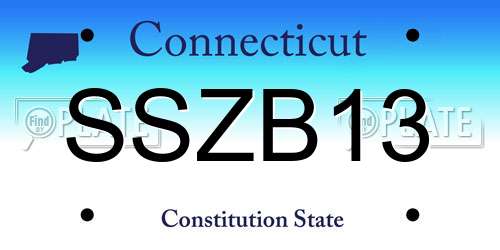 SSZB13 Connecticut License Plate