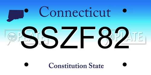 SSZF82 Connecticut License Plate