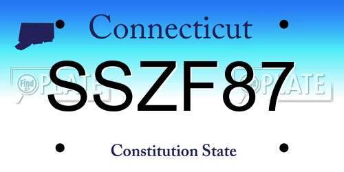 SSZF87 Connecticut License Plate