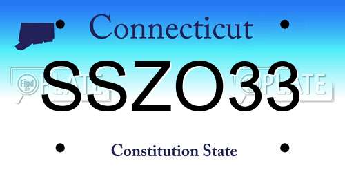 SSZO33 Connecticut License Plate