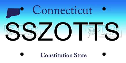 SSZOTTS Connecticut License Plate