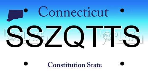 SSZQTTS Connecticut License Plate