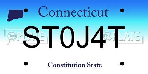 ST0J4T Connecticut License Plate