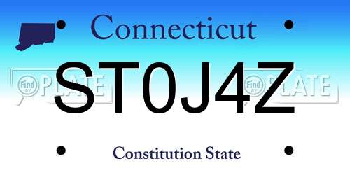 ST0J4Z Connecticut License Plate