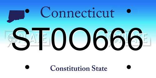 ST0O666 Connecticut License Plate
