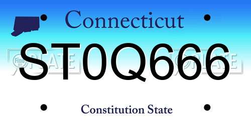 ST0Q666 Connecticut License Plate