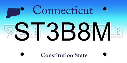 ST3B8M Connecticut License Plate