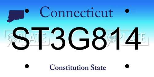 ST3G814 Connecticut License Plate