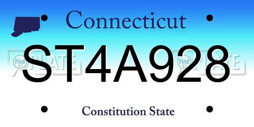 ST4A928 Connecticut License Plate